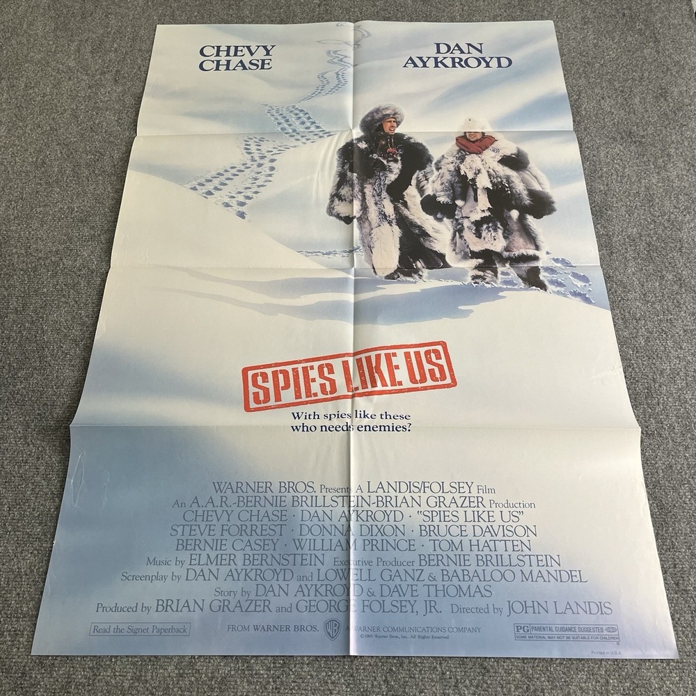 Original 1985 Spies Like Us Movie Poster One Sheet Folded Chevy Chase Vintage